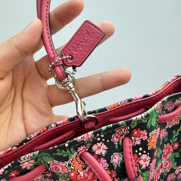 Coach Pink and Black Floral Mini Bag - Picture 5 of 6